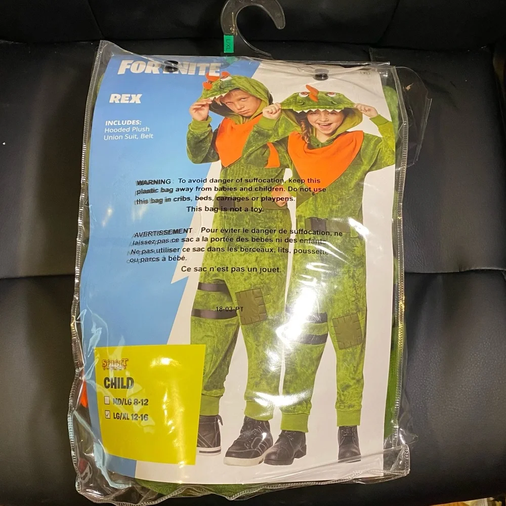 FortNite Rex Dinosaur Halloween Pajama Costume Kids Size L/XL Good Condition